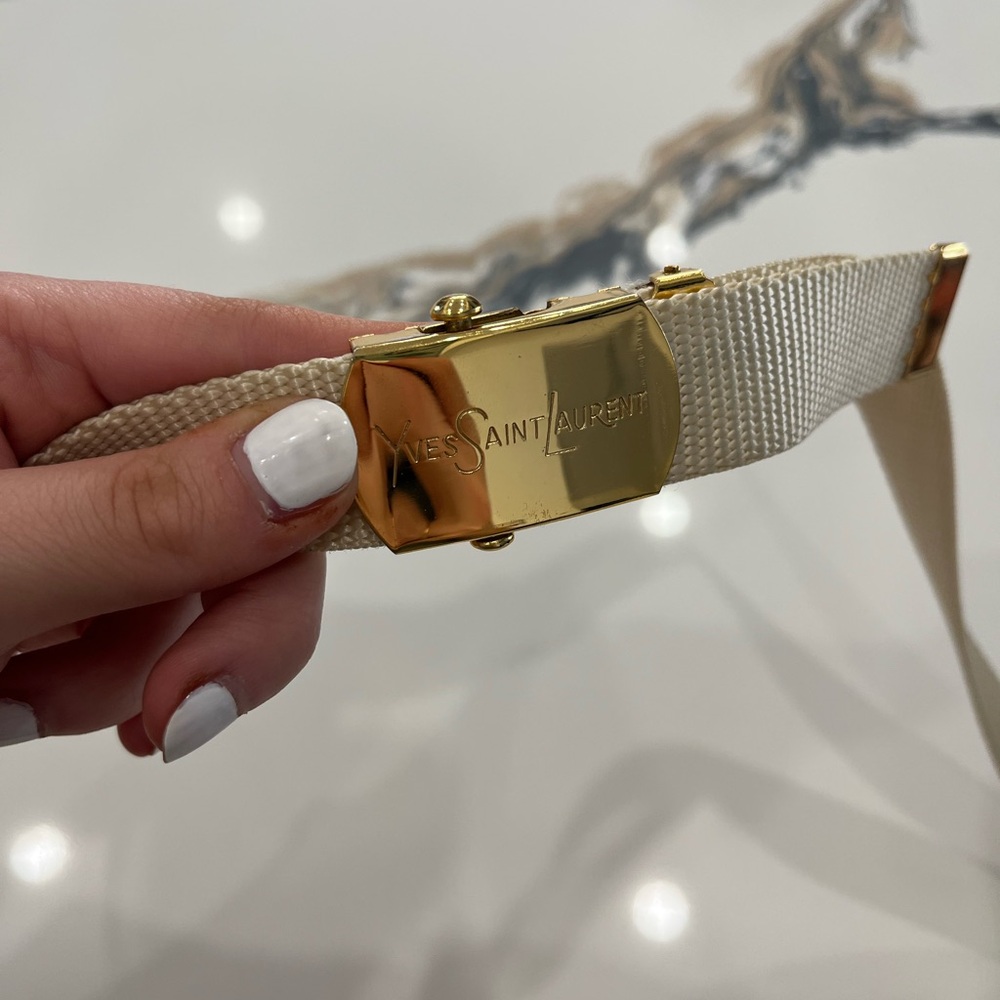 Yves Saint Laurent Gold and Cream Women's Belt